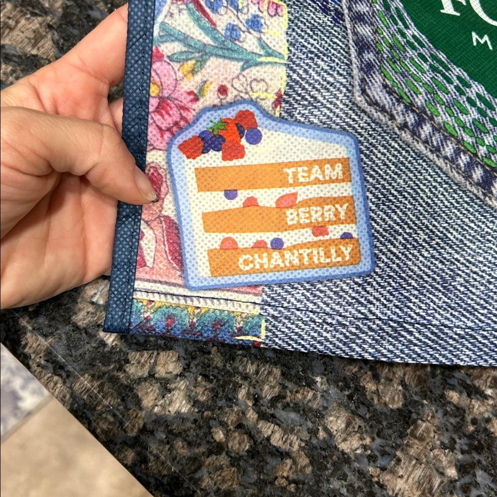 Whole Foods Market reusable shopping bag a denim jeans print-patches and pockets - Picture 3 of 5